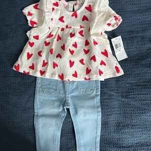 Jessica Simpson Light Blue Baby Jeggings and Heart shirt